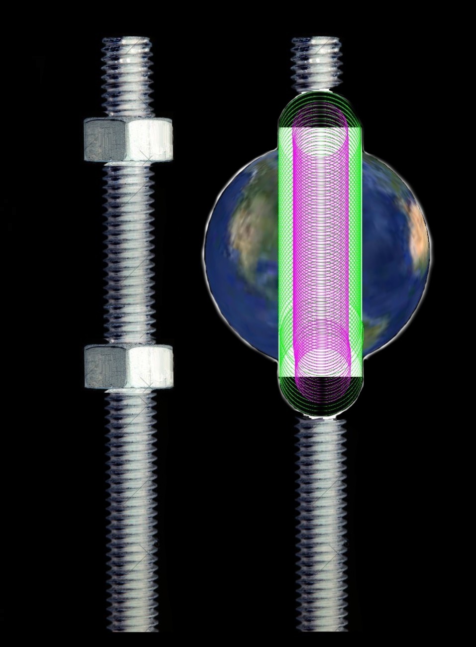 PLANET EARTH SPIRAL PATHWAY ORBIT IN SPACE AS SCREW FASHION AND OWN ROTATION AROUND OWN AXIS AGAIN IN NUT SCREW FASHION.