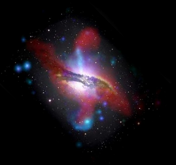 Human body skeleton and Centaurus A Galaxy.
