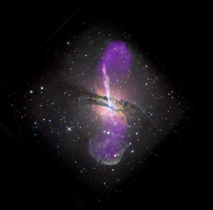 Human body skeleton and Centaurus A Galaxy.